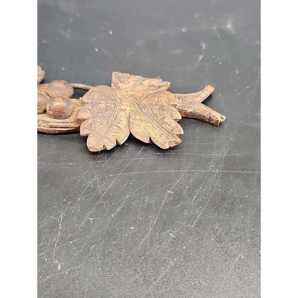 Signed Letter Opener Vintage Black Forest Switzerland Leaf Floral Wood Carved